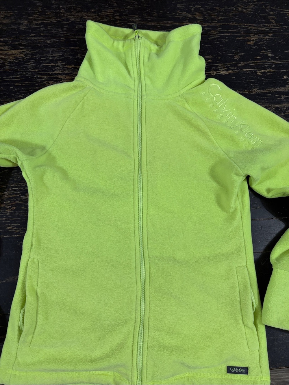 Calvin Klein Neon Lime Full-Zip Fleece Jacket